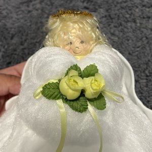 Handmade yellow flower hanging angel decoration